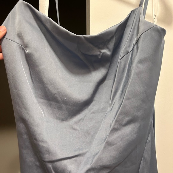 Azazie A14 dusty blue satin dress, only worn once - Picture 3 of 6